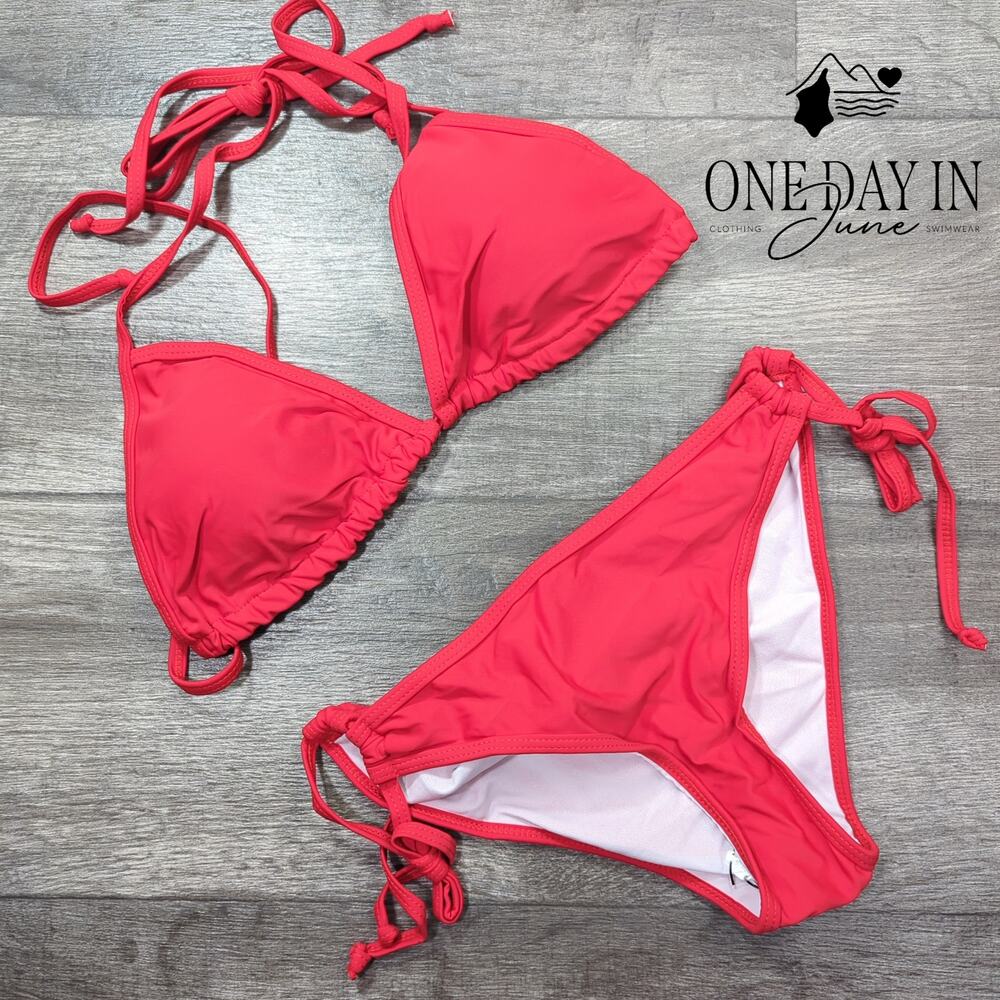 Charmleaks Halter Adjustable Triangle Ruched Biki… - image 1